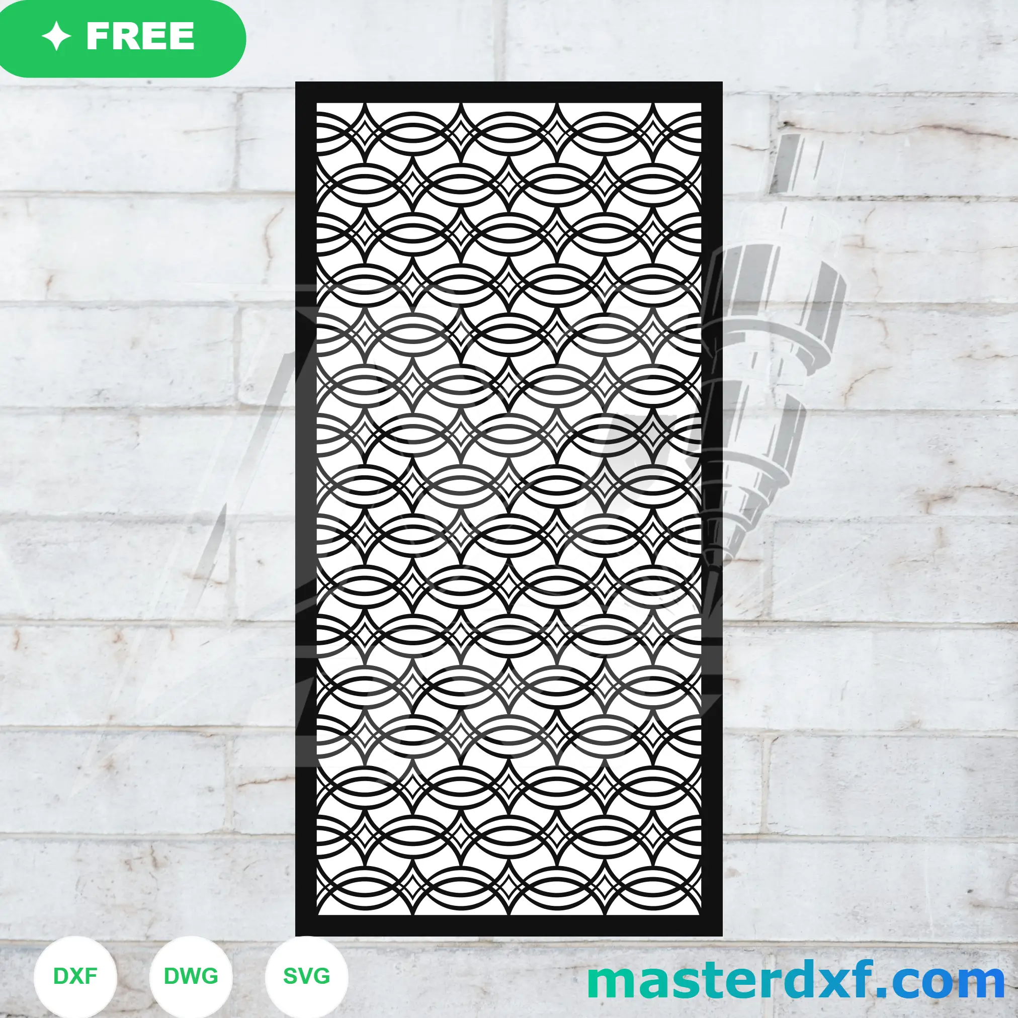 Retro Interlocking Circle Eyelet Lattice Screen Vector File DXF File